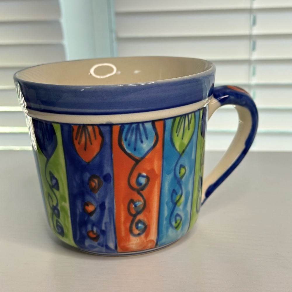 Pier 1 Vibrant Hand-Painted Stoneware Mug (RETIRED)